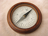 Late 19th century Francis Barker mahogany desktop compass with Trademark London logo